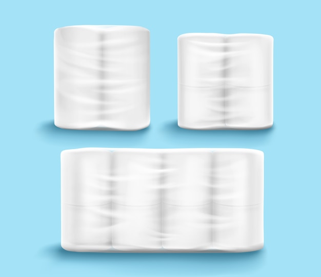 Realistic toilet paper illustration set