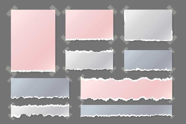 無料ベクター リアルな破れた紙のコレクション