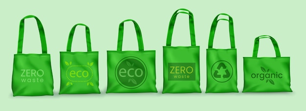 Free vector realistic tote bags design set