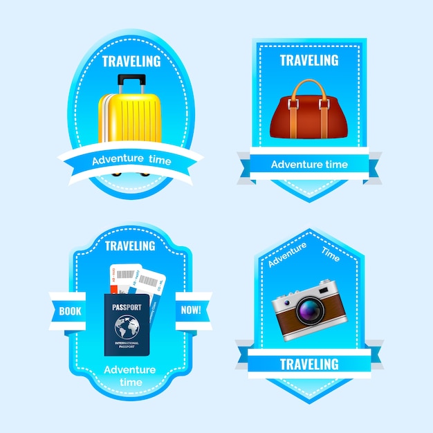 Free vector realistic travel agency badge collection