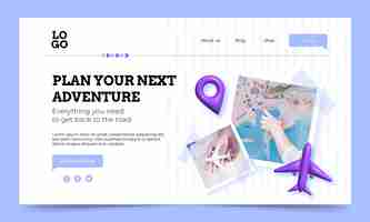 Free vector realistic travel agency landing page