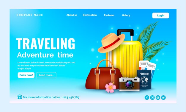 Realistic travel agency landing page