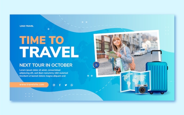 Free vector realistic travel agency social media post template