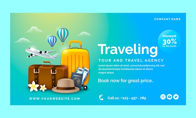 Free vector realistic travel agency template design