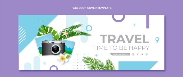 realistic travel facebook cover with camera