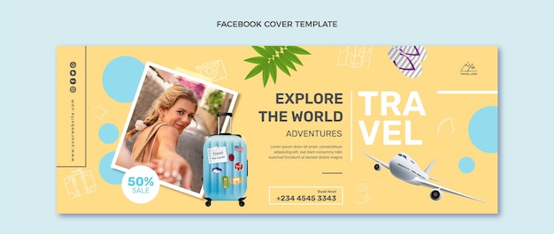 Free vector realistic travel facebook cover