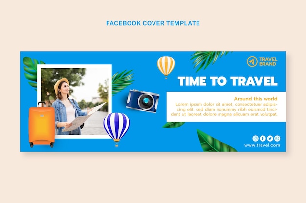 Бесплатное векторное изображение Реалистичная обложка facebook для путешествий