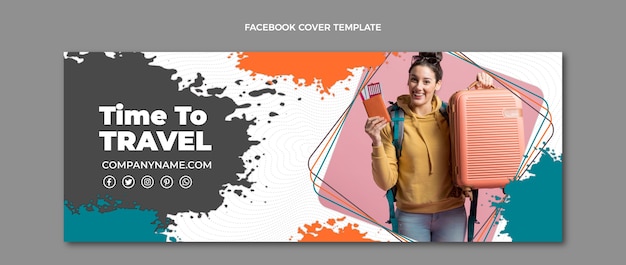 Free vector realistic travel facebook cover