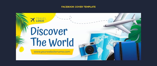 Free vector realistic travel facebook cover