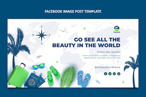 Realistic travel facebook post template
