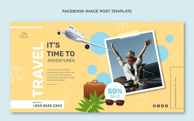 Free vector realistic travel facebook post