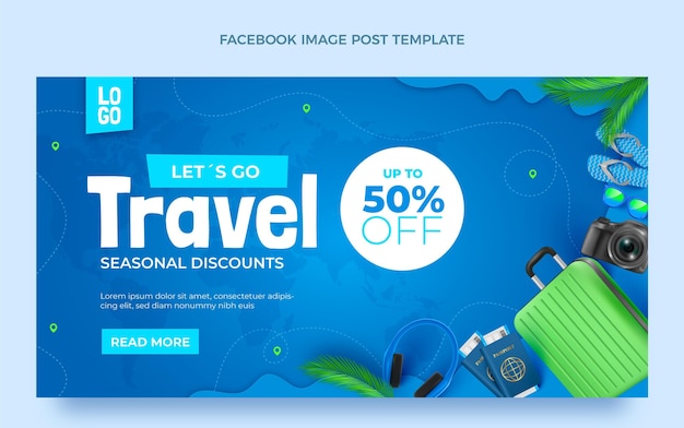 Free vector realistic travel facebook post