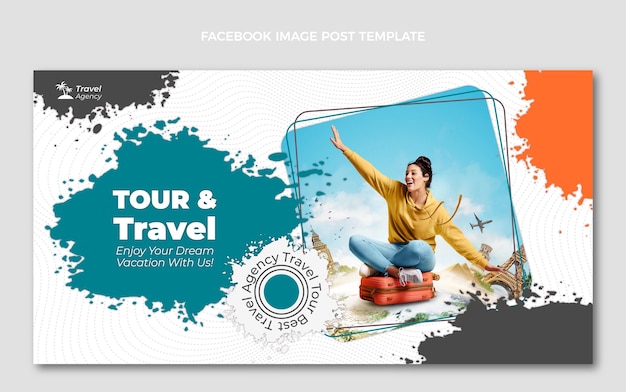 Free vector realistic travel facebook post