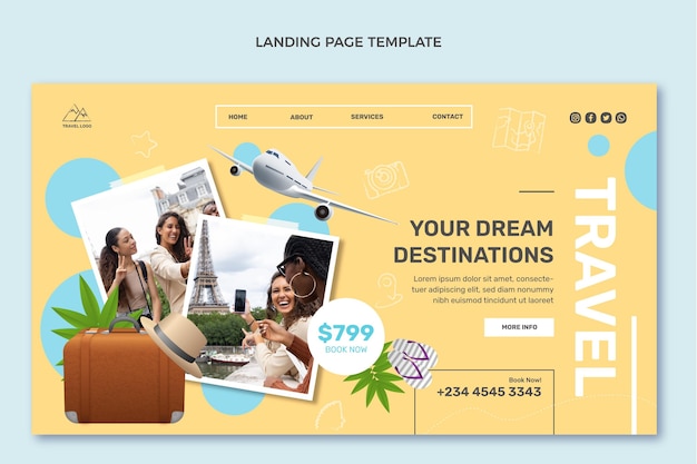 Realistic travel landing page