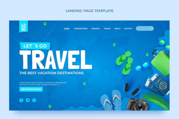 Free vector realistic travel landing page