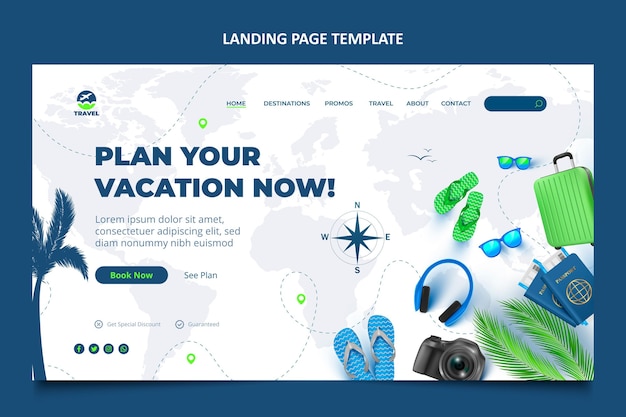 Free vector realistic travel landing page