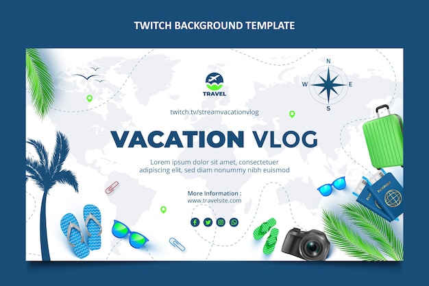 Free vector realistic travel twitch background