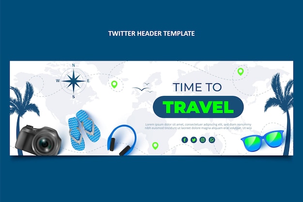 Free vector realistic travel twitter header