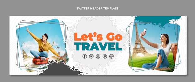 Free vector realistic travel twitter header