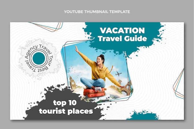 Free vector realistic travel youtube thumbnail