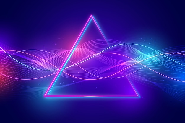 リアルな三角形のネオンライトの背景