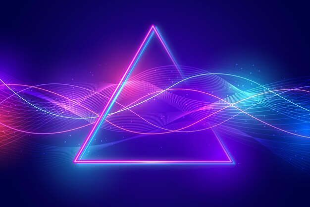 Realistic triangle neon lights background