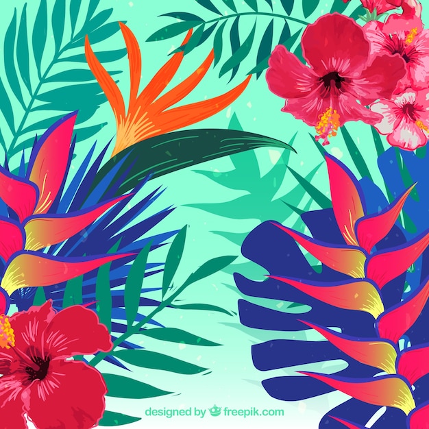 Realistic tropical flower background