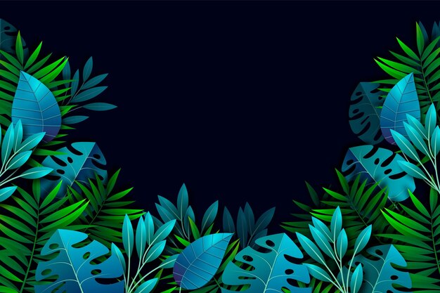 Realistic tropical leaves background