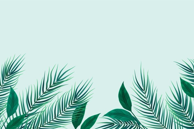 Realistic tropical leaves background