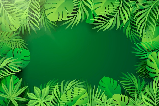 Realistic tropical leaves background