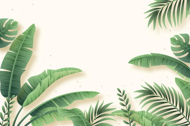 Realistic tropical leaves background