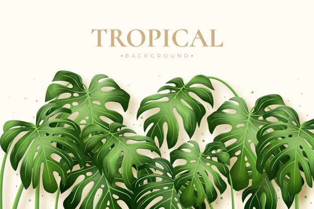 Realistic tropical leaves background