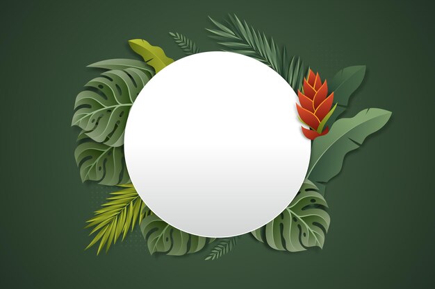 Realistic tropical summer blank banner