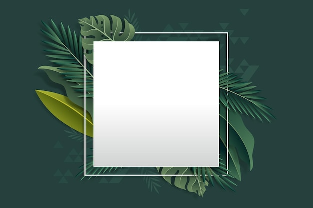 Realistic tropical summer empty banner