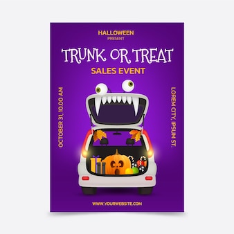Realistic trunk or treat vertical poster template Free Vector