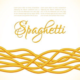 Реалистичная скрученная паста спагетти, горизонтальная композиция, векторная иллюстрация