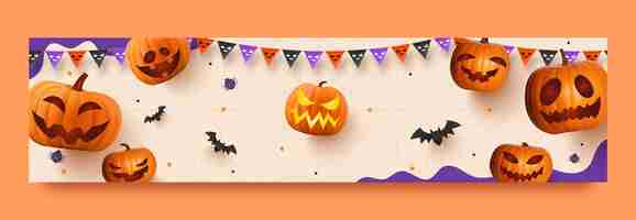 Бесплатное векторное изображение Реалистичный шаблон баннера для празднования хэллоуина