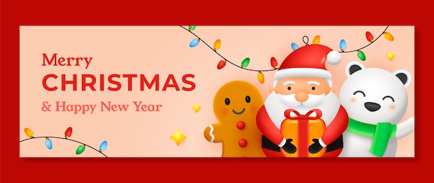 Realistic twitter header template for christmas season celebration