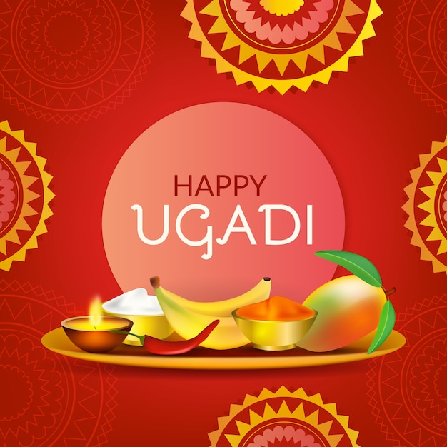 Free vector realistic ugadi concept