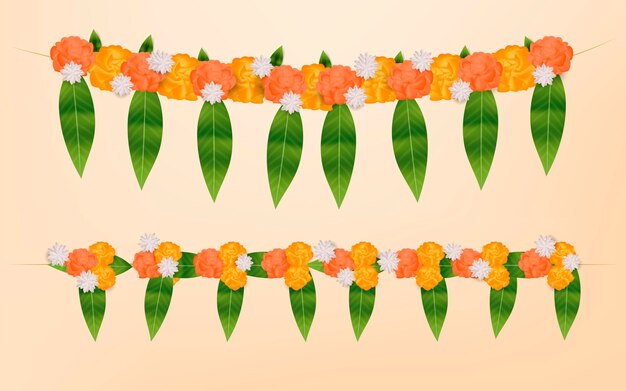 Realistic ugadi garland illustration