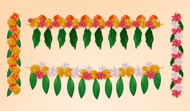 Realistic ugadi garland illustration