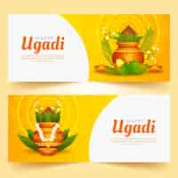 Free vector realistic ugadi horizontal banners set