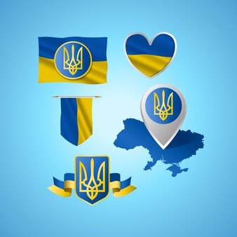 Реалистичная коллекция национальных гербов украины