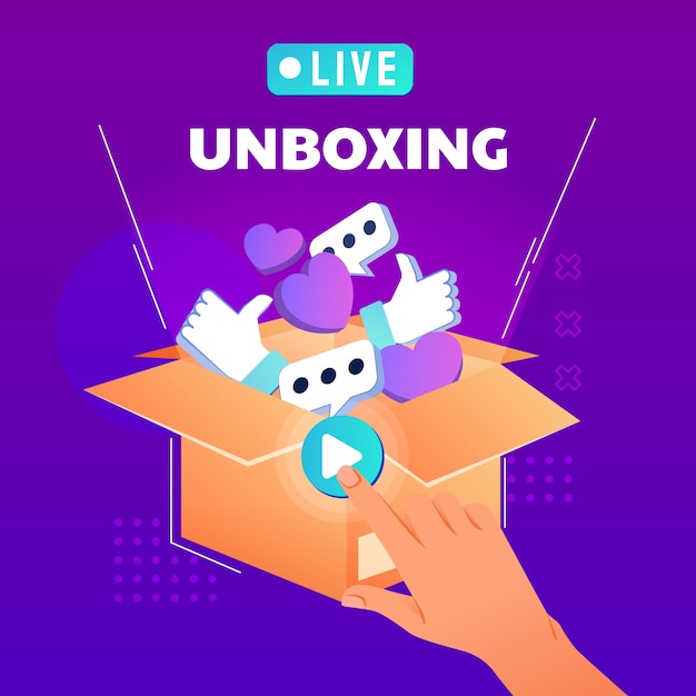 Vettore gratuito illustrazione realistica dell'unboxing