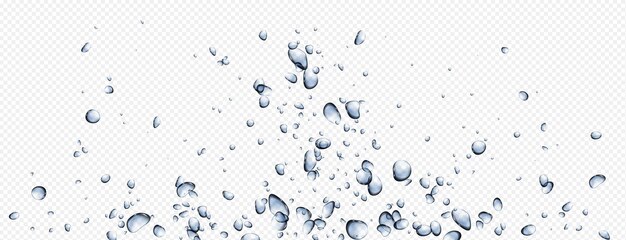 Realistic underwater air bubbles on transparent background Vector illustration of fizzy drink sparkling beverage diving deep into sea or ocean water aqua splash laundry detergent foam effect