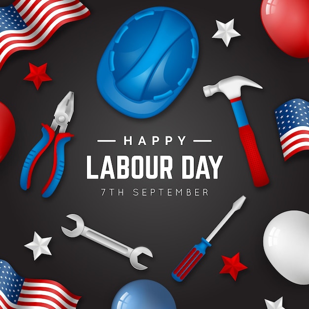 Free vector realistic usa labor day concept