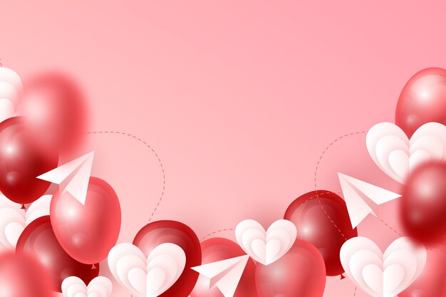 Realistic valentine's day background with balloons