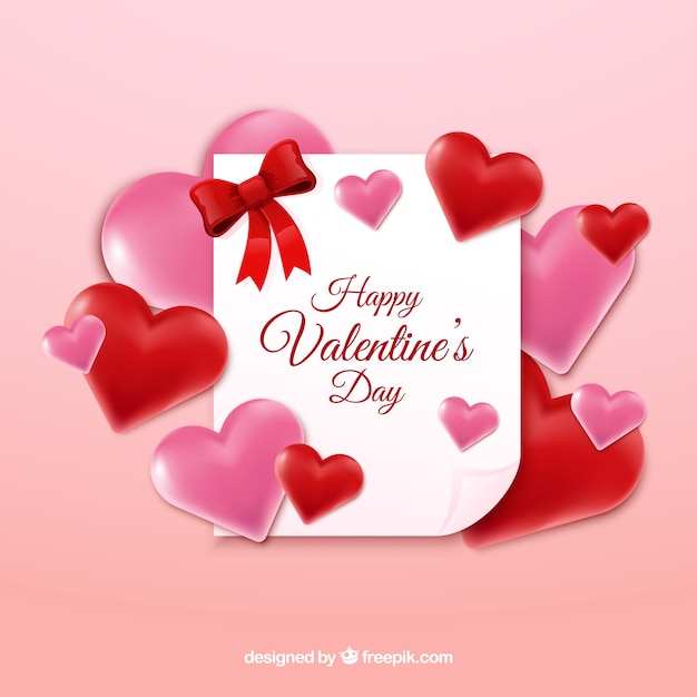 Free vector realistic valentine's day background with a white note