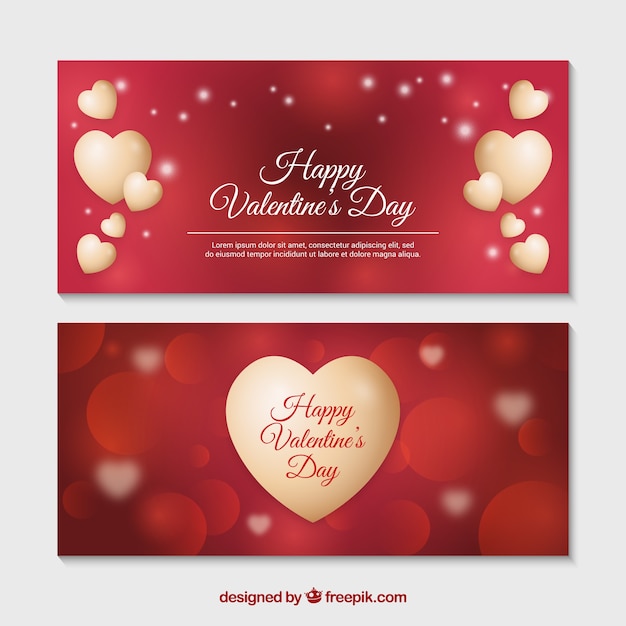 Realistic valentine's day banners