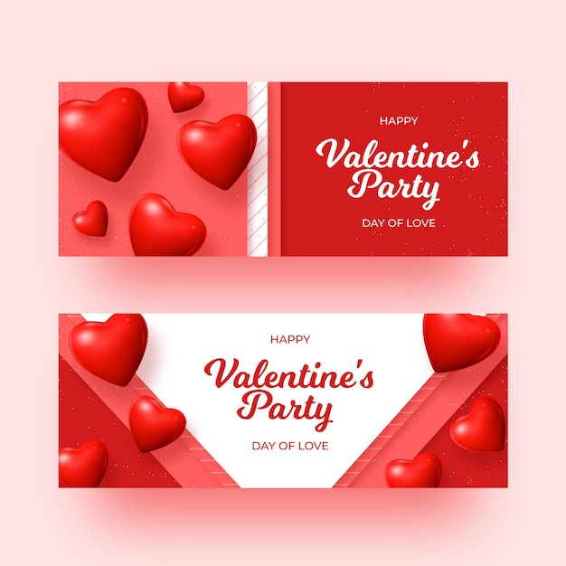 Realistic valentine's day banners